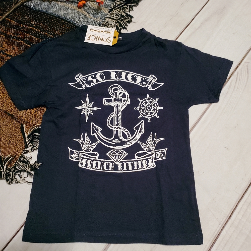 5/25 So Nice French Riviera Navy Blue T Shirt NWT 8
